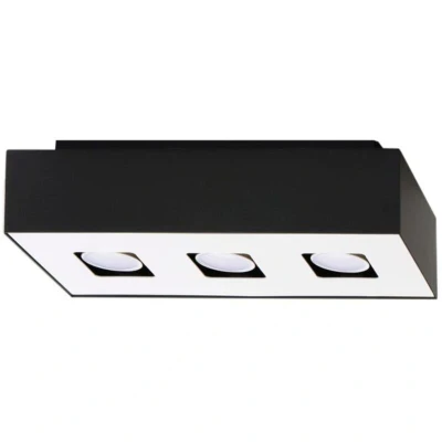 Image of Mono 3 Light Flush Ceiling Black &amp; White, GU10