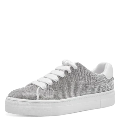 Image of Tamaris Trainers, Women&#039;s, Size: 7.5, Silver glam Imitation leather/ textile