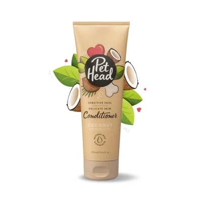 Image of PET HEAD Dog Conditioner 250ml, Sensitive Soul, Coconut Scent, for Dogs with Skin, Professional Grooming, Vegan, Hypoallergenic, Natural, ph Neutral, Gentle Formula Puppies