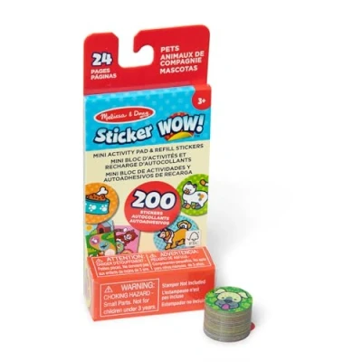 Image of Melissa &amp; Doug Sticker WOW Mini Activity Pad and 200 Refill Stickers for Stamper Arts Crafts Fidget Toy Collectibles Pets