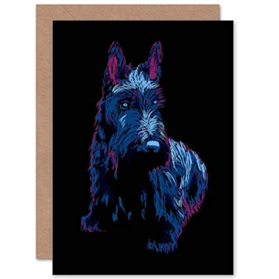 Image of Wee Blue Coo PAINTING SCOTTISH TERRIER DOG SCOTTIE CUTE SCOTLAND BLANK GREETINGS CARD