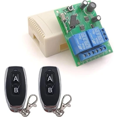 Image of DieseRC DC 12V 24V 30V Secure Remote Control Switch Universal Wireless 433Mhz rf 10A Relay Receiver Board with 2 Transmitter Key fobs, for Motor, Light, Gate door, DIY Controller