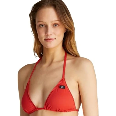 Image of Calvin Klein Swimwear Triangle Bikini top, Women&#039;s, Size: XXL, Flaming chili