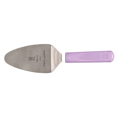 Image of Mercer Culinary Millennia 5 x 3 Inch Stainless Steel Pie Server/Spatula with Purple Handle
