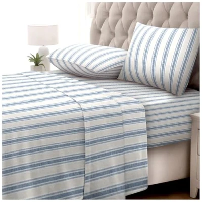 Image of GC GAVENO CAVAILIA Brushed Cotton Fitted Sheet, Flat Sheet &amp; Pillowcases 4 Pieces Flannelette Bedding Double Bed Thermal, Warm Flannel Sheets Easycare Machine Washable