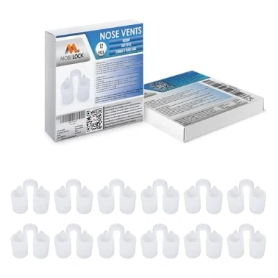 Image of Nose Vent Sinus Relief (Pack of 12 Medium Size) Soft Vents a Simple Solution for Nasal Snorers Reusable Snoring Device to Enjoy Peaceful Night&#039;s Sleep by Mobi Lock