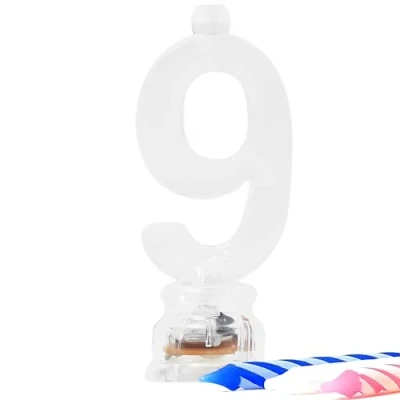 Image of Unique Party 37539 Colour Changing Flashing Number 9 Birthday Candle Holder with 4 Candles