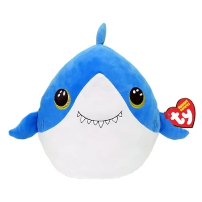 Image of TY Finsley Shark Squish a Boo 10 Inches Squishy Beanies for Kids, Baby Soft Plush Toys Collectible Cuddly Stuffed Teddy