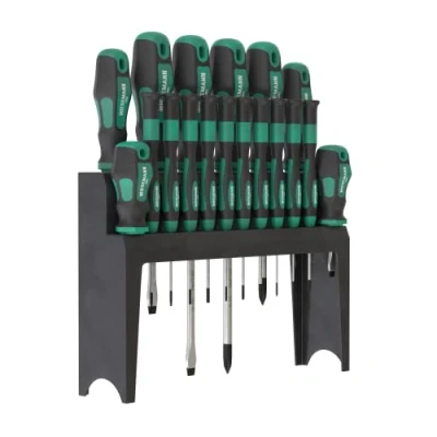 Image of Extra Big Screwdriver Set 18 Piece Long, Short, Precision Mechanics, TX Chrome Plated with Holder for WIESEMANN1893 I Slot, PH and Magnetic tip 81154