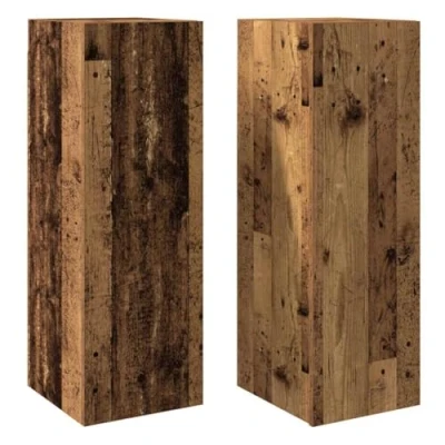 Image of vidaXL tv cabinet/media console 2 pcs old wood, modern style, engineered spacious storage, 30.5x30x90 cm