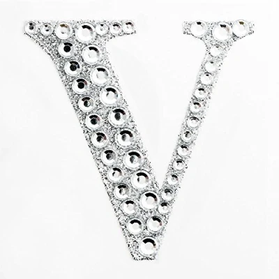 Image of 5cm Diamante Self Adhesive Glitter Sticker Letter V