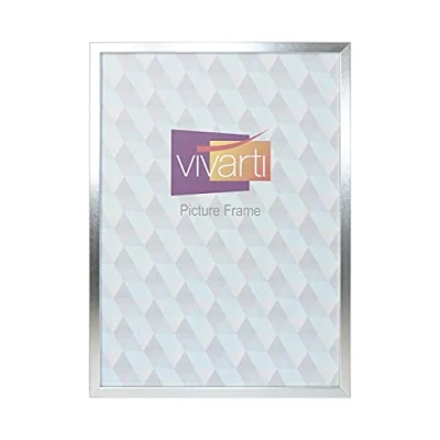 Image of Vivarti Thin Gloss Silver Picture Frame (A2 Size, 42 x 59.4 cm) Portrait or Landscape Photo with Clear Styrene Sheet &amp; Wall Mounted Hook for Photos, Pictures, Posters, Decor, Certificate