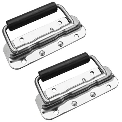 Image of NORSON NADISHA 2Pcs Box Handles Spring Folding Handle Metal Chest Flight Case Handle, 122x41mm Stainless Steel Loaded Luggage Hardware for Toolbox Storage Boxes Replacement