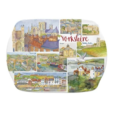 Image of be! Yorkshire Emma Ball Colourful Melamine Tray/Picnic Platter 35cm Souvenir Gift