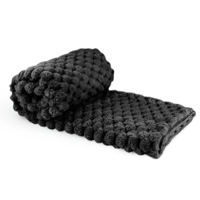 Image of Emma Barclay Lush Luxurious Fluffy Faux Rabbit Fur Throw Blanket (Black, 50x60 (127x152cm))