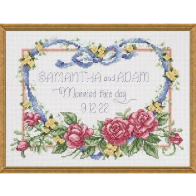 Image of Janlynn Married This Day Counted Cross Stitch Kit, Cotton, Multi Colour, 8&quot;x10&quot;