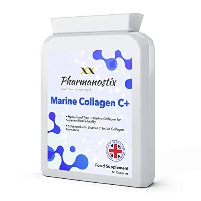 Image of Marine Collagen C+ Supplement Naticol® 1200 mg 60 High Strength Capsules for Women &amp; Men Premium Type 1 Hydrolysed with Vitamin C Skin Bones Joints