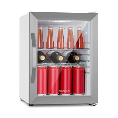 Image of KLARSTEIN Beersafe Crystal White Beer Fridge, Beverage Fridge with Glass Door, Refrigerator, Bottle 33 Litres