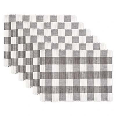 Image of DII Buffalo Check Collection, Classic Farmhouse Tabletop Set, Placemat 13x19, Gray &amp; White, 6 Piece