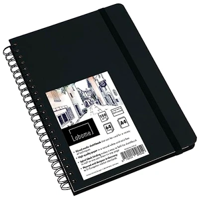 Image of Lobome Sketchbook A4 64 Pages with 150gsm White Paper and Spiral Binding