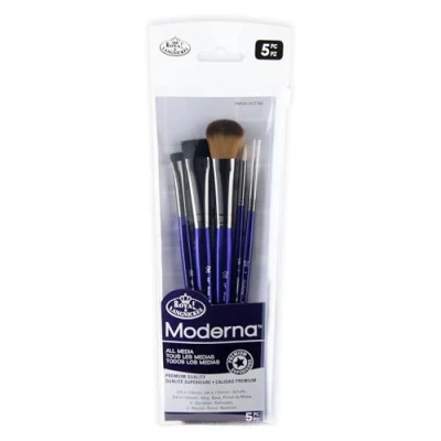 Image of Royal &amp; Langnickel Moderna, 5pc Scruffy Mop Variety Brush Set for All Painting Mediums, Includes Scruffy, Mop, Scrubber Round Brushes Purple