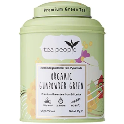 Image of Tea People Organic Gunpowder Green, 20 Pyramids in a Tin Caddy