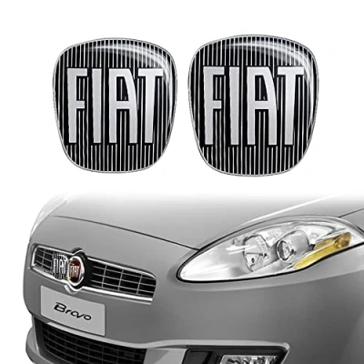 Image of Fiat 14186D 14187B 3D Sticker, Black Logo Replacement for Bravo, 2 Pieces, Front and Rear