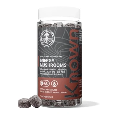 Image of B12 Energy Support Mushroom Gummies with Cordyceps and Maitake by Known Nutrition Delicious Natural Mixed Berry Flavour 60 Two a Day Vegan (One Month’s Supply)