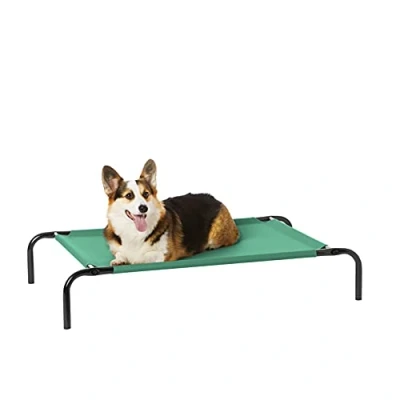 Image of Amazon Basics Raised Dog Bed, Cooling Breathable Elevated Pet M, Green, 110 x 65 19 cm (L W H)