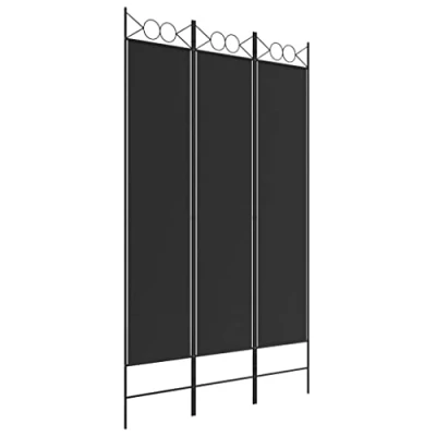 Image of &#039;vidaXL 3 Panel Room Divider in Black Versatile, Foldable, 100% Polyester Fabric Screen for Living and Bedroom