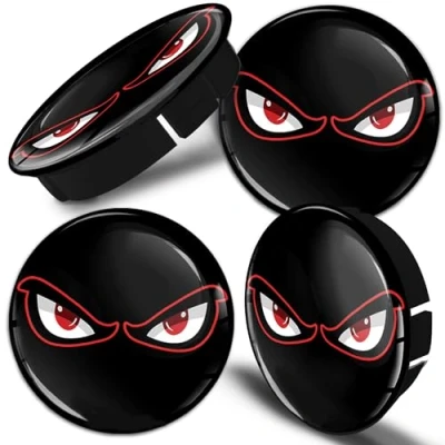 Image of SkinoEu® 4 x 60mm 3D Gel Car Wheel Centre Universal Rims Hub Center Caps Vehicle Auto Tuning Emblem No Fear Eyes C 40