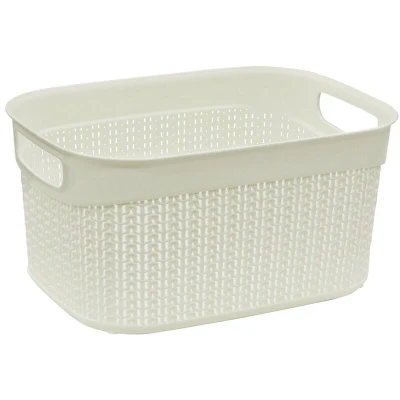 Image of JVL Knit Design Loop 9L Plastic Storage Basket, Ivory