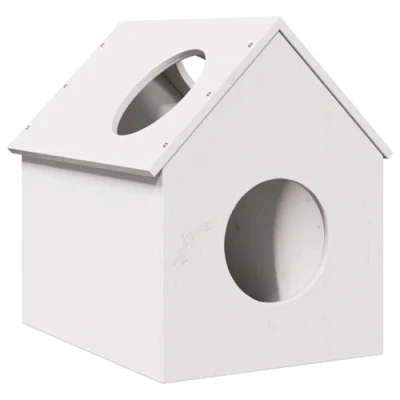 Image of vidaXL Cat House/Cat Condo White Pine Wood Indoor Habitat/Cat Shelter, 41x50x50 cm, Minimalist Design for Home/Lounge/Living Room