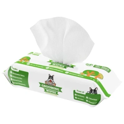 Image of Pogi&#039;s Dog Wipes for Cleaning and Deodorising 100 Plant Based Pet Wipes, Hypoallergenic Bums, Body, Paws Puppy Eye Gunky Eyes Green Tea Leaf Scented