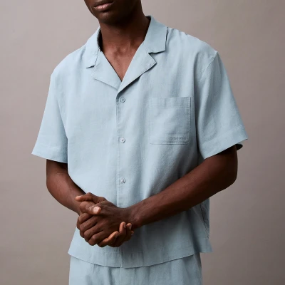 Image of Calvin Klein Linen Blend Sleep Shirt M