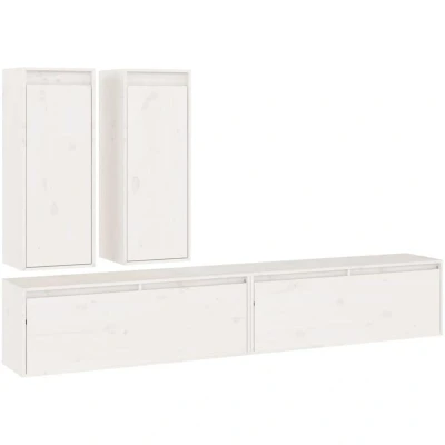 Image of vidaXL TV Cabinets 4 pcs White Solid Wood Pine