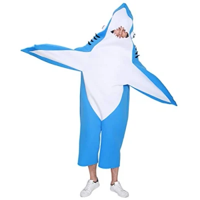 Image of EraSpooky Unisex Shark Costume Onesies Animal Suit Mascot Fancy Dress Halloween Party Funny Outfit for Adult Men Women