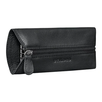 Image of STILORD &#039;Janne&#039; Key Pouch Leather Vintage Case Holder with Ring Slim Coin Purse Money RFID Blocker, Colour:Black