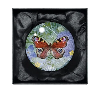 Image of Lucy Grossmith Peacock Butterfly Crystal Dome Paperweight