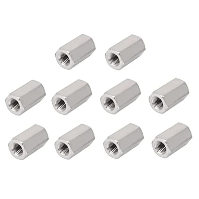 Image of TERF® M10 (10mm) X 30mm Long Hex Coupling Nut Female Threaded Bar Rod Studding Connector Hexagonal Deep For Home Office Workshop Industrial Constructor and Multi Purpose Use Pack of 10