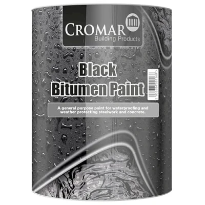Image of ARA CHOICE CROMAR Black Bitumen Paint Waterproof and Weatherproof Protective Coating for Metal, Asphalt, Wood, Concrete 5L