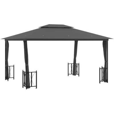 Image of vidaXL Gazebo with Sidewalls&amp;Double Roofs 3x4 m Anthracite