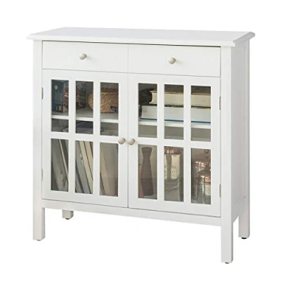 Image of SoBuy® FSB23 W, White Sideboard Storage Cabinet Cupboard 2 Drawers Doors