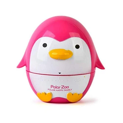 Image of Belons Penguin Timer Manual Animal Mechanical Kitchen 60 Minutes Countdown Cooking Alarm, Red