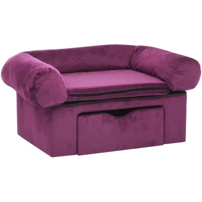 Image of vidaXL Dog Sofa with Drawer Burgundy 75x50x38 cm Plush