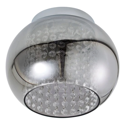 Image of Spa Megara 2 Light Cloche Ceiling Decorative Crystal Smoke Glass and Chrome