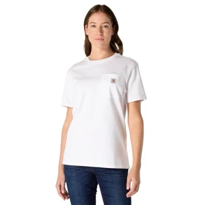 Image of Carhartt Women&#039;s Loose Fit Heavyweight Short Sleeve K87 Pocket T Shirt, White, M