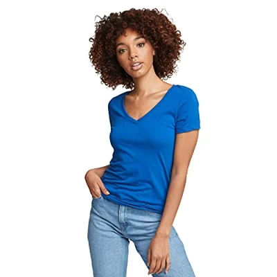 Image of Next Level NL1540 Women&#039;s Lightweight V Neck Jersey T Shirt Royal N1540 S