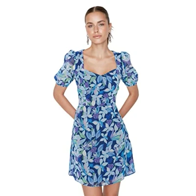 Image of Trendyol Women Mini A line Regular fit Woven Dress Blue