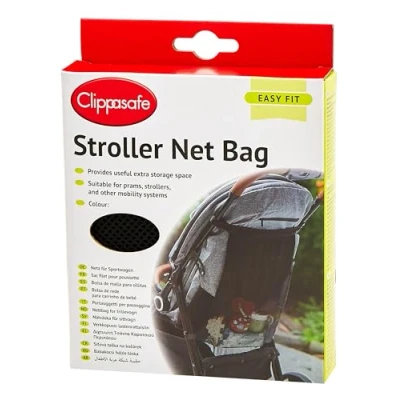 Image of Clippasafe Pushchair Buggy Stroller Net Storage Bag Black